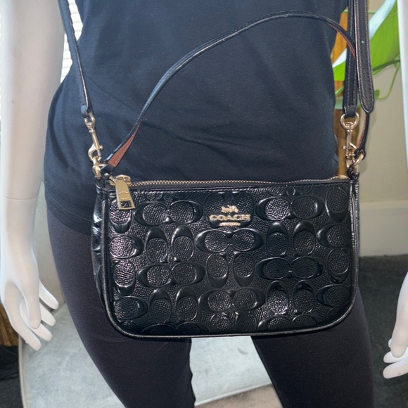 Coach Handbags - Coach Black Embossed Signature Leather Crossbody